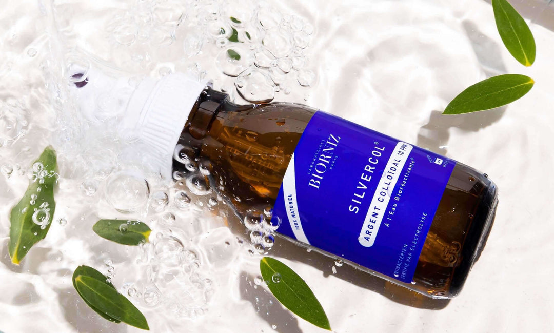Spray en verre ambré 60 ml d'argent colloidal concentré à 10 ppm 